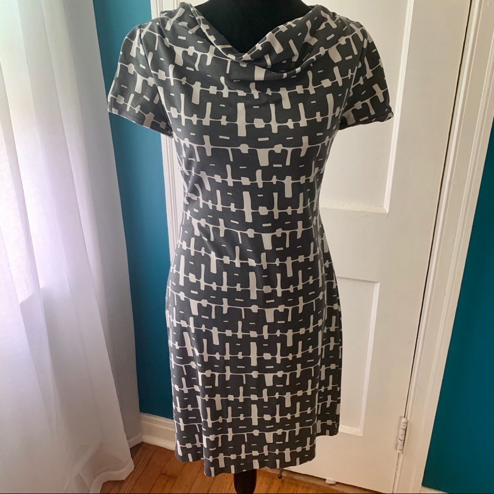 Grey and white Banana Republic dress.